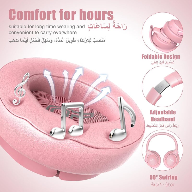 BERIBES Wireless Headphones Over Ear, 65H Playtime and 6 EQ Music Modes Bluetooth Headphones with Microphone, HiFi Stereo Foldable Lightweight Headset, Deep Bass for Home Office Cellphone PC Ect. - Image 4
