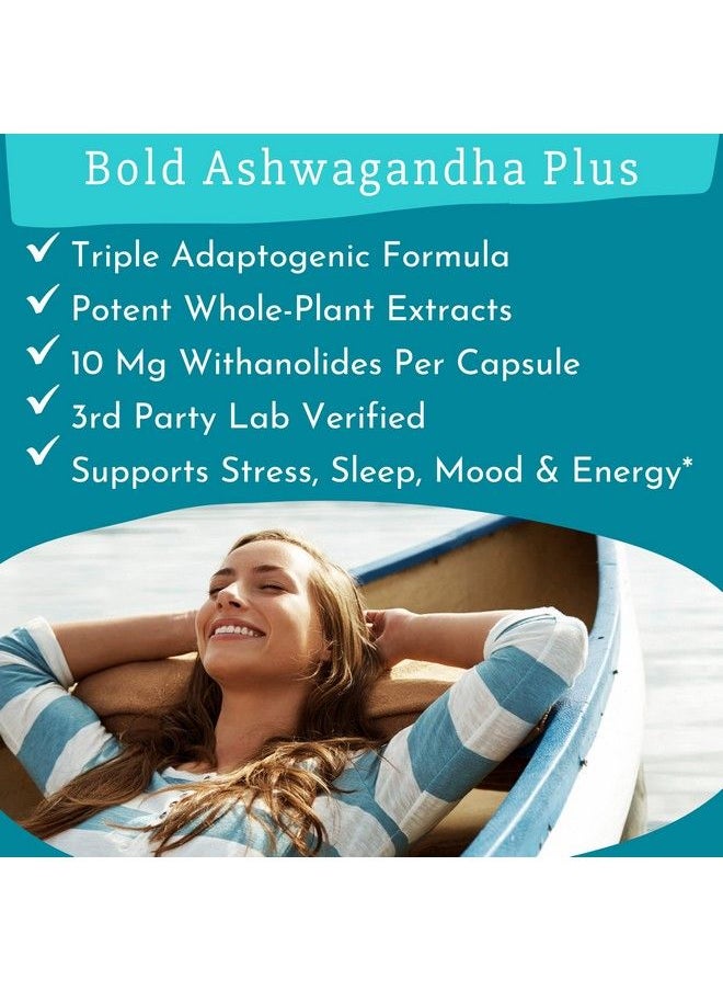 Bold Botanica - Bold Ashwagandha Plus Stress Mood Memory & Energy Support Potent Extracts With Amla & Holy Basil Triple Adaptogenic Formula One Capsule Daily 30 Vegan Caps (1) - Image 1