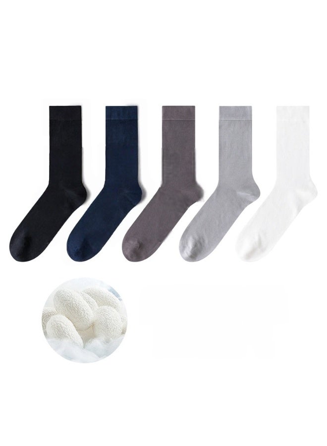 Shougu Summer Thin Men's Business Long Tube Socks 5 Piece Set 