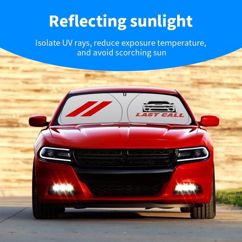 uuakarin Last Call Car Windshield Sun Shade with Unique Logo Compatible for Dodge Challenger Charger Hornet Blocks UV Rays Sun Visor Protector Front Window Sunshade Visor Accessories - Image 4