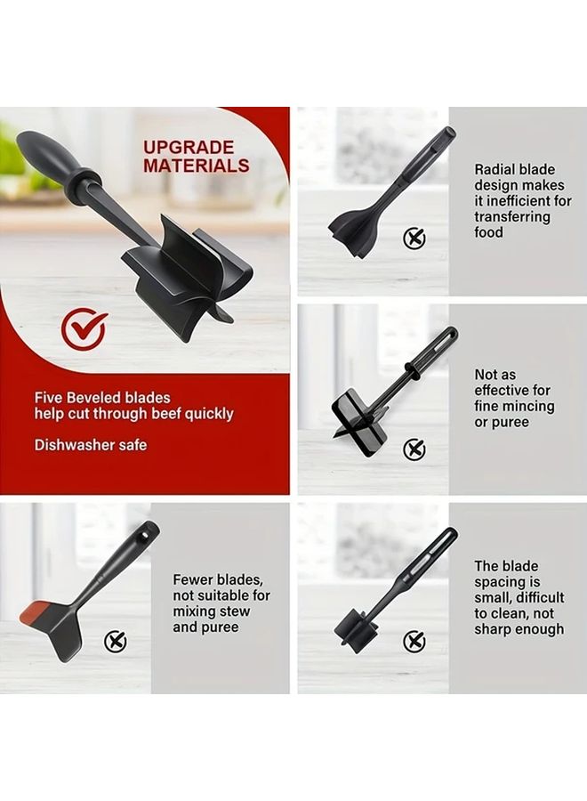 Red Manual Meat Shredder And Pulverizer With Non Stick Surface Ergonomic Handle Dual Blades - Image 5