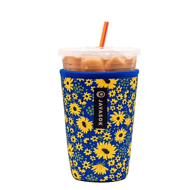 Sok It Java Sok Iced Coffee & Cold Soda Insulated Neoprene Cup Sleeve (Yellow Daisies  Medium: 22-28oz) - Image 1