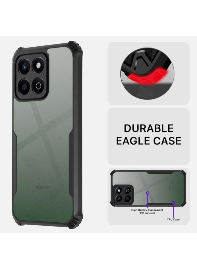 Muzz Shockproof Crystal Clear Back Cover Case for Honor X7D 2025, 360 Degree Protection, Protective Design, Hybrid Soft PC Anti Clear Gel TPU Bumper Case For Honor X7D 2025 Black - Image 2