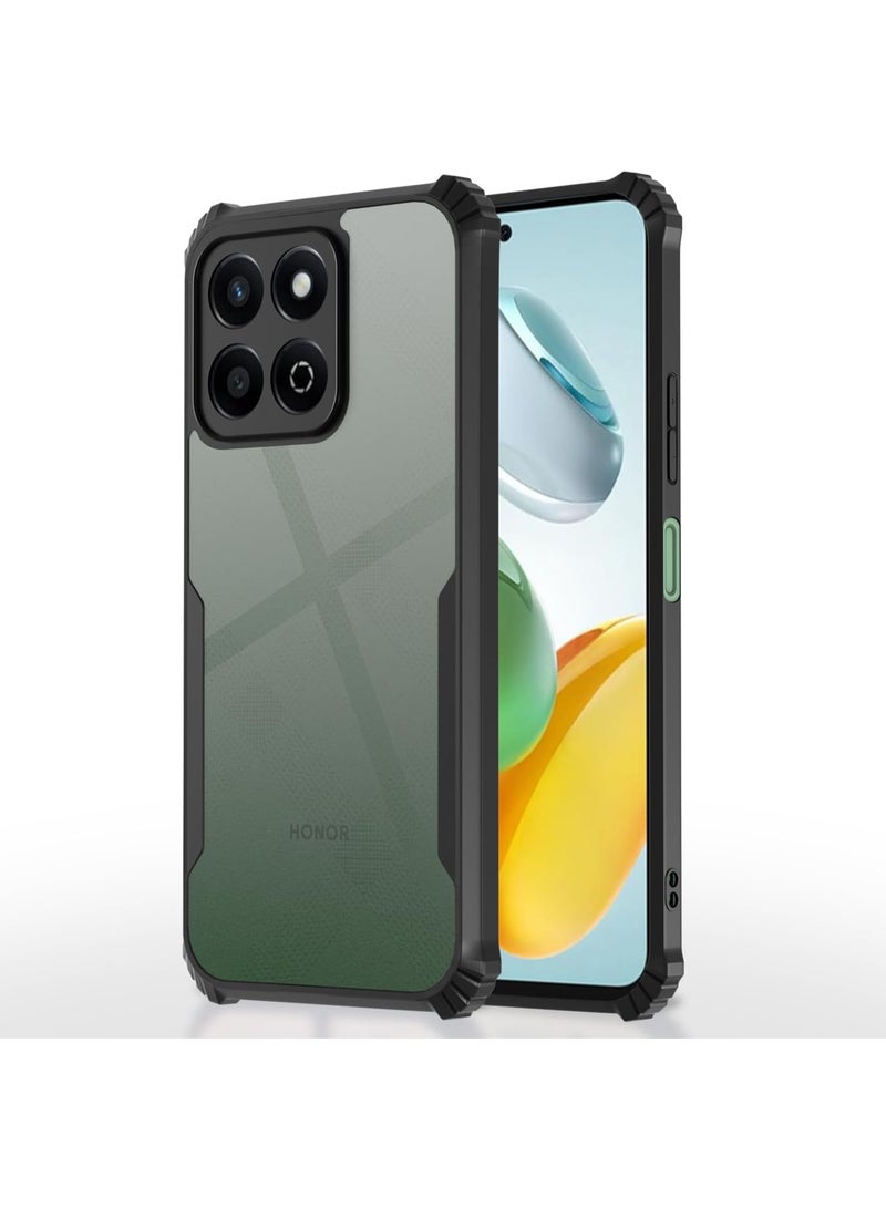 Muzz Shockproof Crystal Clear Back Cover Case for Honor X7D 2025, 360 Degree Protection, Protective Design, Hybrid Soft PC Anti Clear Gel TPU Bumper Case For Honor X7D 2025 Black - Image 1
