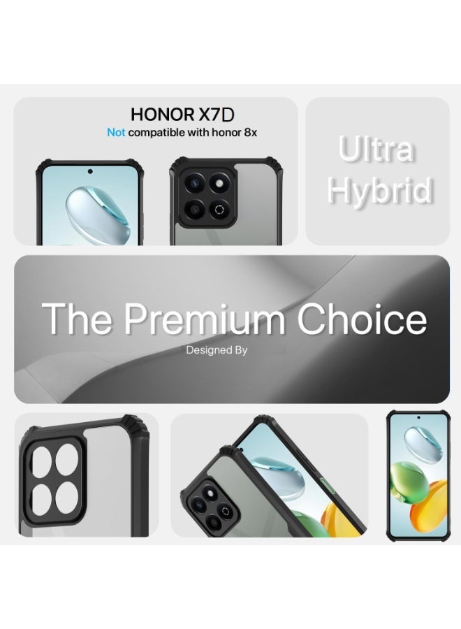 Muzz Shockproof Crystal Clear Back Cover Case for Honor X7D 2025, 360 Degree Protection, Protective Design, Hybrid Soft PC Anti Clear Gel TPU Bumper Case For Honor X7D 2025 Black - Image 4