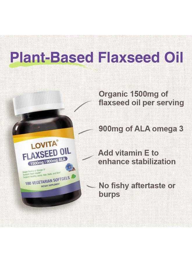 Lovita Cold-Pressed Flaxseed Oil Supplement - Vegetarian softgels (Classic Packaging, 180) - Image 3