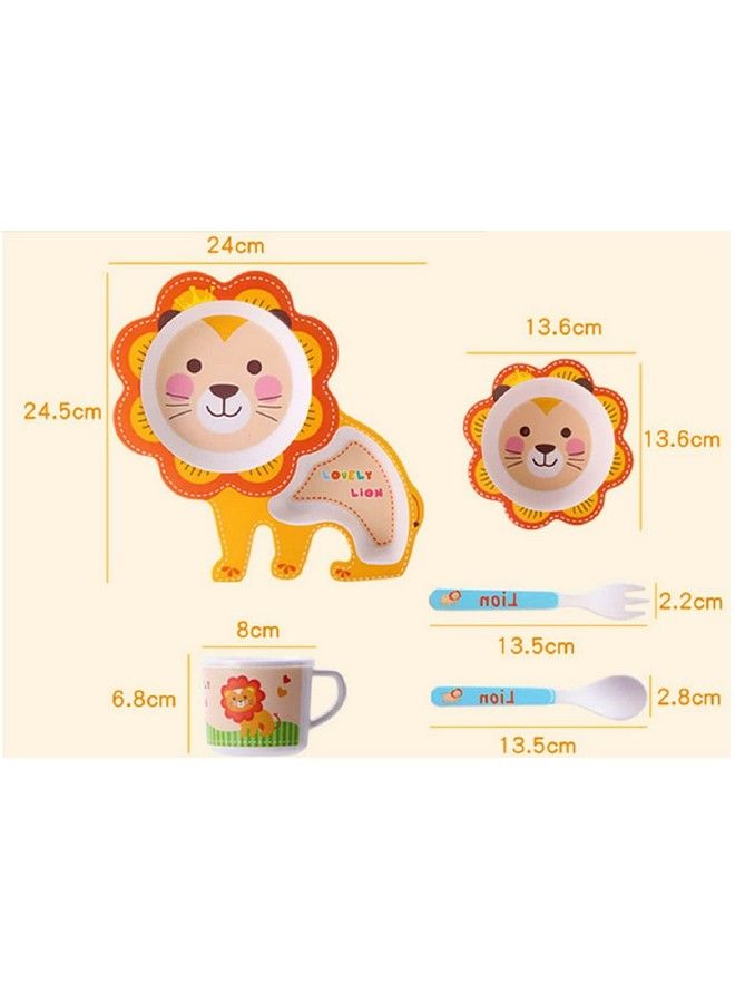 FunBlast 5 Pcs Cartoon Theme Bamboo Fiber Baby Feeding Set Tableware Baby Crockery Dining Set Feeding Set For New Born And Toddlers - Image 3