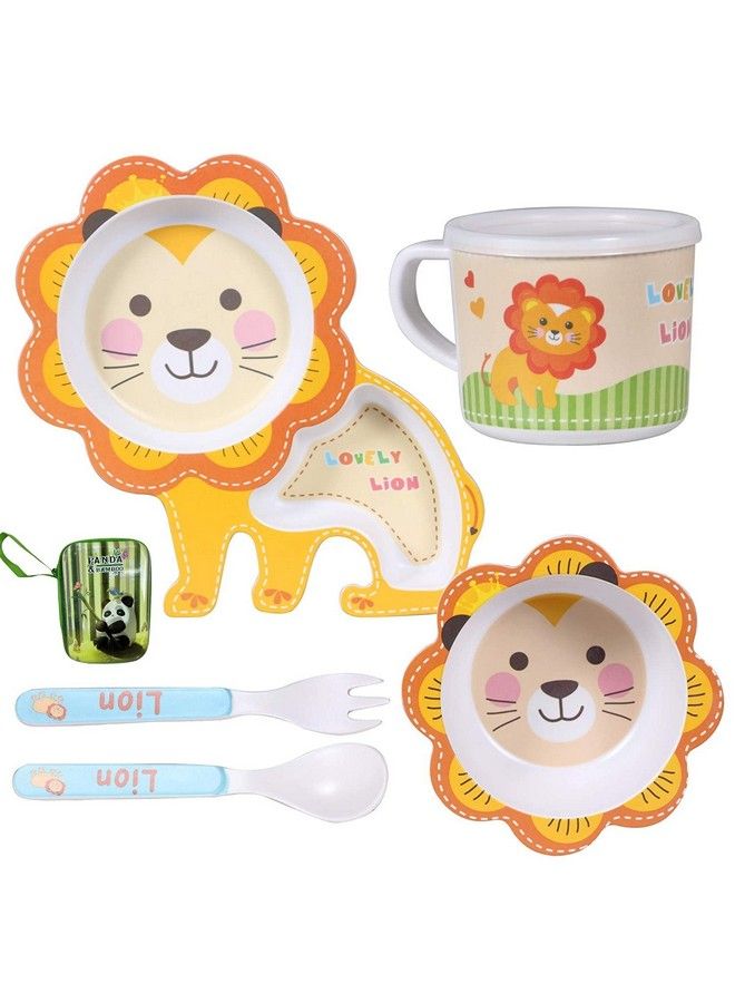 FunBlast 5 Pcs Cartoon Theme Bamboo Fiber Baby Feeding Set Tableware Baby Crockery Dining Set Feeding Set For New Born And Toddlers - Image 2