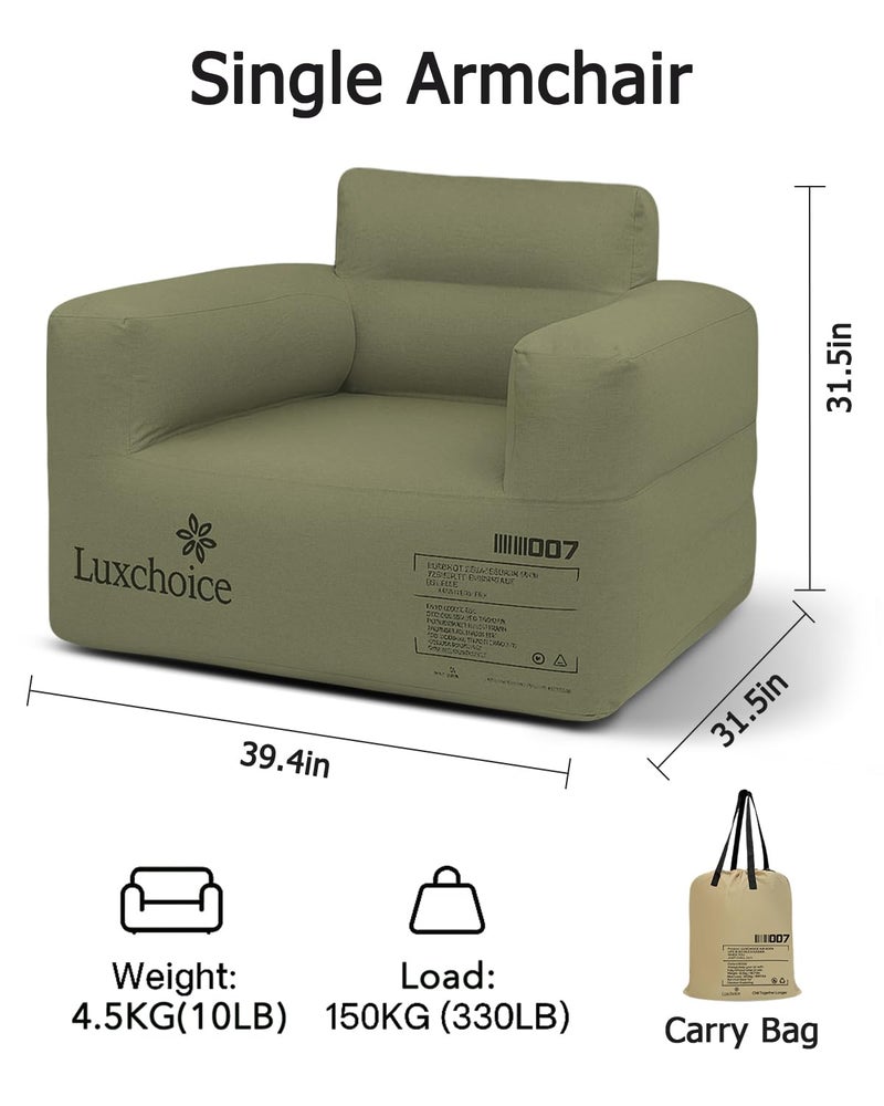 Luxchoice Inflatable Couch with Built-in Pump Durable Blow Up Sofa Chair Portable Camping Couch Waterproof Inflatable Furniture for Outdoor Beach Home Festivals Backyard Party - Image 4