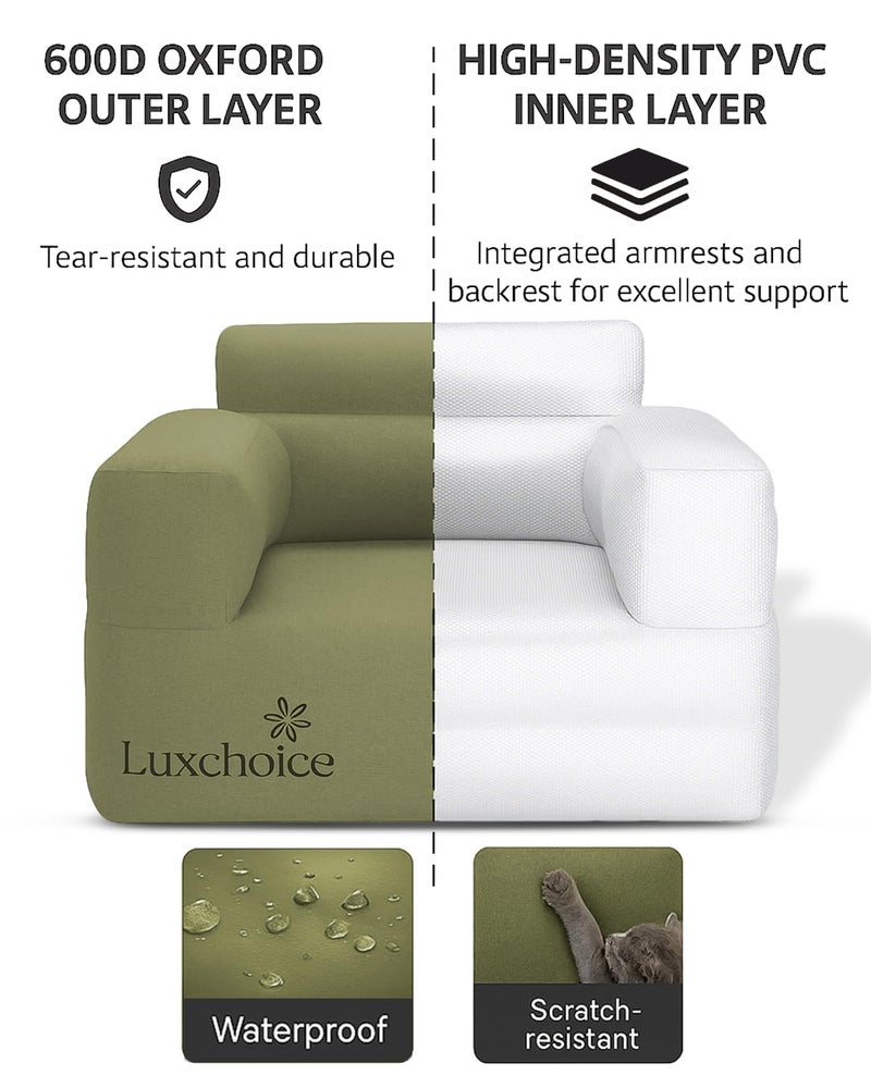 Luxchoice Inflatable Couch with Built-in Pump Durable Blow Up Sofa Chair Portable Camping Couch Waterproof Inflatable Furniture for Outdoor Beach Home Festivals Backyard Party - Image 3