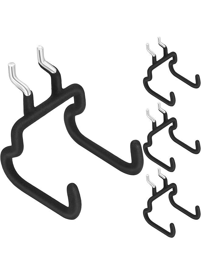 PROMASS 4 Pieces Pegboard Hooks Pegboard Drill Holder Double Power Tool Black Flat Utility Hook Peg Board Organization Accessory for Workbench, Garage Storage(2.75 x 2.56 x 3.54 Inch) - Image 1