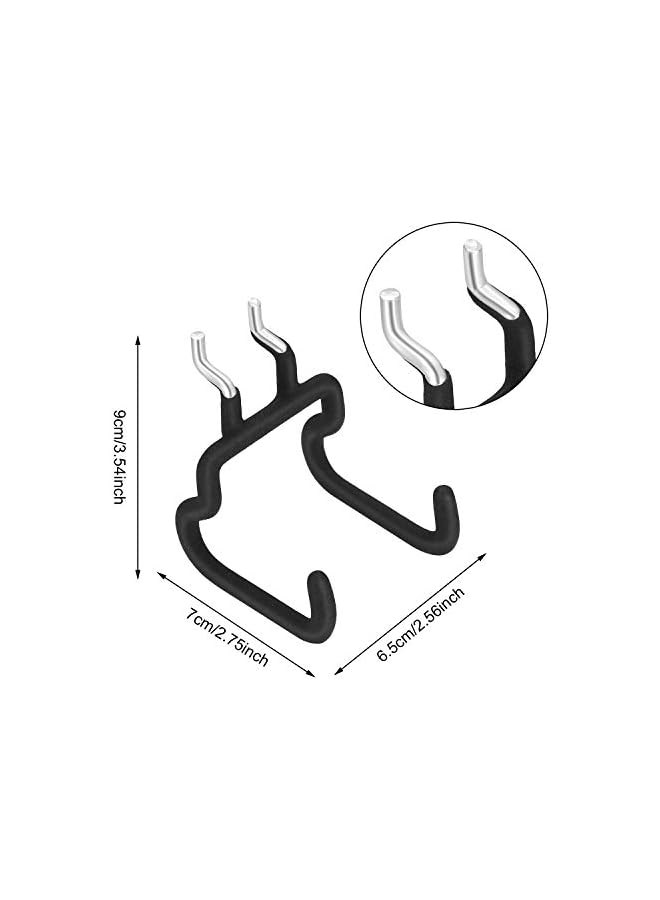 PROMASS 4 Pieces Pegboard Hooks Pegboard Drill Holder Double Power Tool Black Flat Utility Hook Peg Board Organization Accessory for Workbench, Garage Storage(2.75 x 2.56 x 3.54 Inch) - Image 2