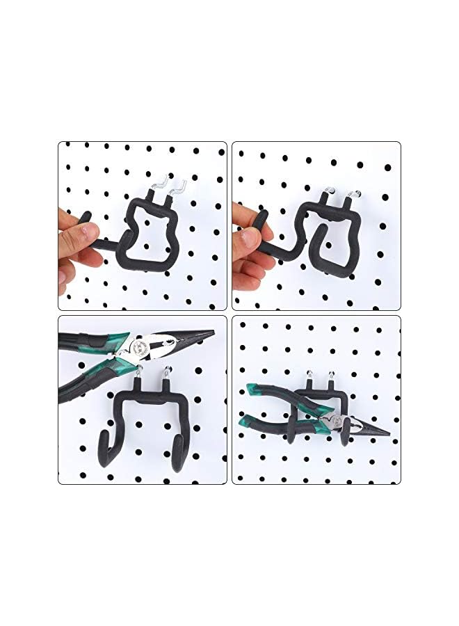 PROMASS 4 Pieces Pegboard Hooks Pegboard Drill Holder Double Power Tool Black Flat Utility Hook Peg Board Organization Accessory for Workbench, Garage Storage(2.75 x 2.56 x 3.54 Inch) - Image 3