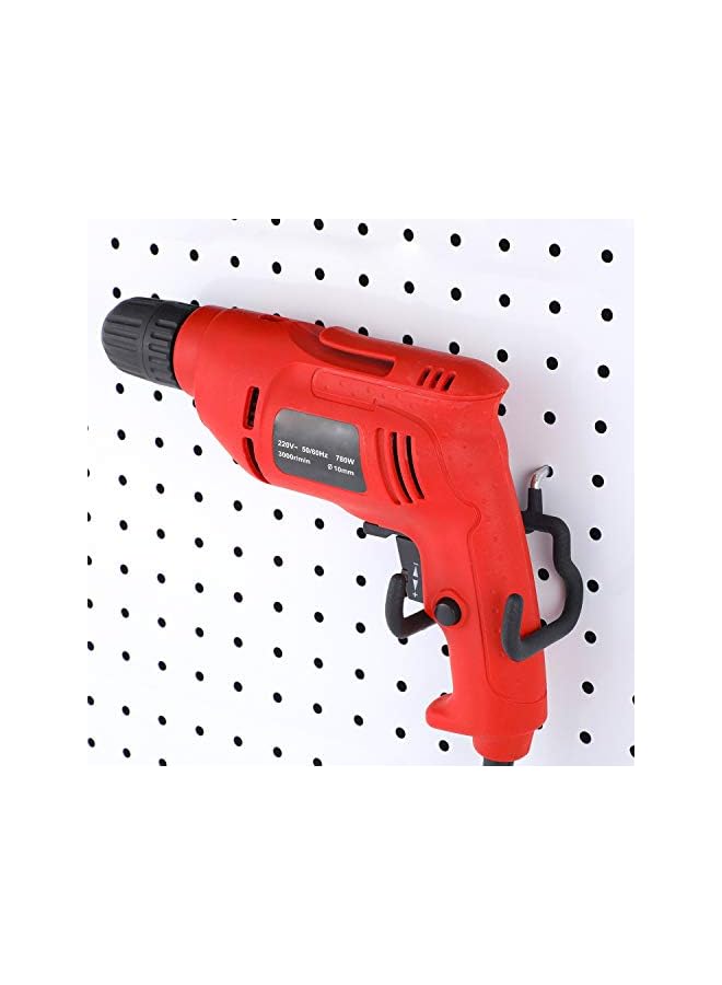 PROMASS 4 Pieces Pegboard Hooks Pegboard Drill Holder Double Power Tool Black Flat Utility Hook Peg Board Organization Accessory for Workbench, Garage Storage(2.75 x 2.56 x 3.54 Inch) - Image 4