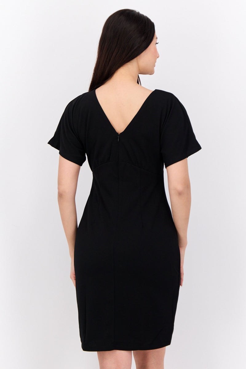 Donna Morgan Women Solid Mini Dress, Black - Image 3