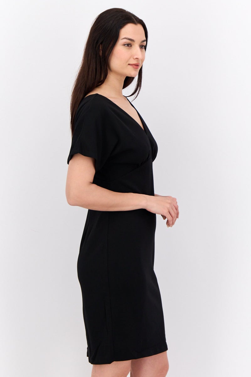 Donna Morgan Women Solid Mini Dress, Black - Image 2