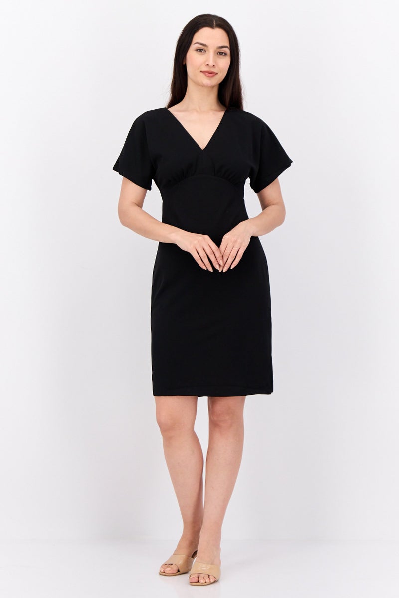 Donna Morgan Women Solid Mini Dress, Black - Image 4