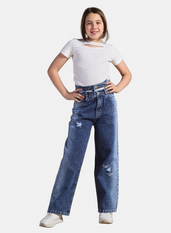 AMB Kidswear Girls' Wide Leg Jeans - Image 1