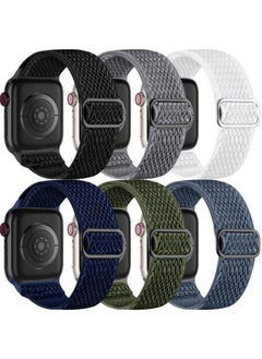 6 Pack Stretchy Braided Bands Compatible with Apple Watch Band 44mm 45mm 46mm 42mm 49mm Ultra 2 Men Women Elastic Nylon Solo Loop Sport Strap for iWatch Series Ultra 10 9 8 7 6 5 4 3 2 1 SE