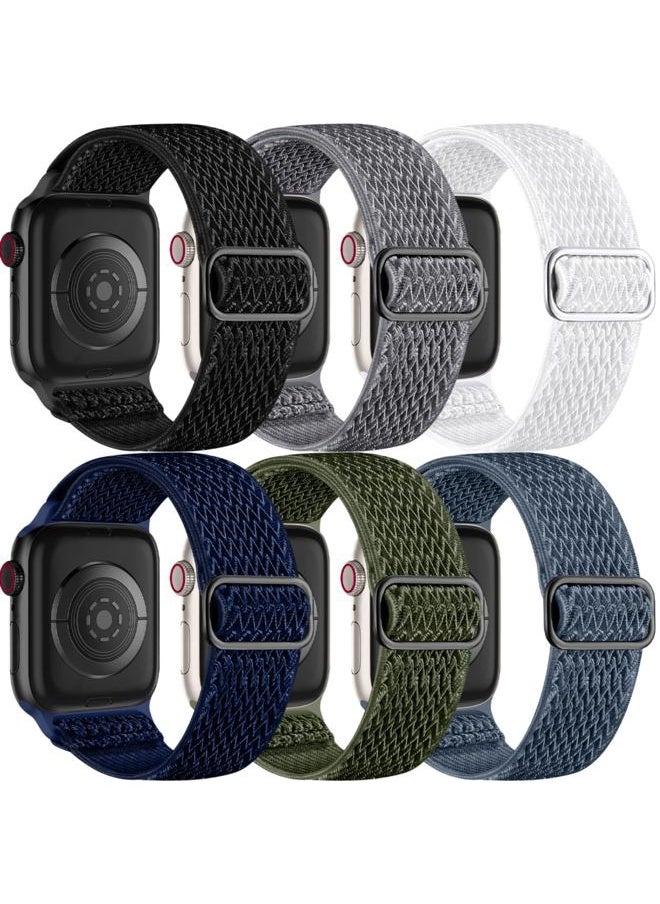 Lerobo - 6 Pack Stretchy Braided Bands Compatible with Apple Watch Band 44mm 45mm 46mm 42mm 49mm Ultra 2 Men Women Elastic Nylon Solo Loop Sport Strap for iWatch Series Ultra 10 9 8 7 6 5 4 3 2 1 SE - Image 1