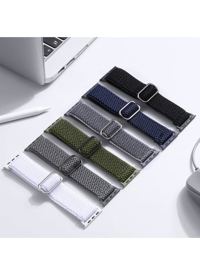 Lerobo - 6 Pack Stretchy Braided Bands Compatible with Apple Watch Band 44mm 45mm 46mm 42mm 49mm Ultra 2 Men Women Elastic Nylon Solo Loop Sport Strap for iWatch Series Ultra 10 9 8 7 6 5 4 3 2 1 SE - Image 1