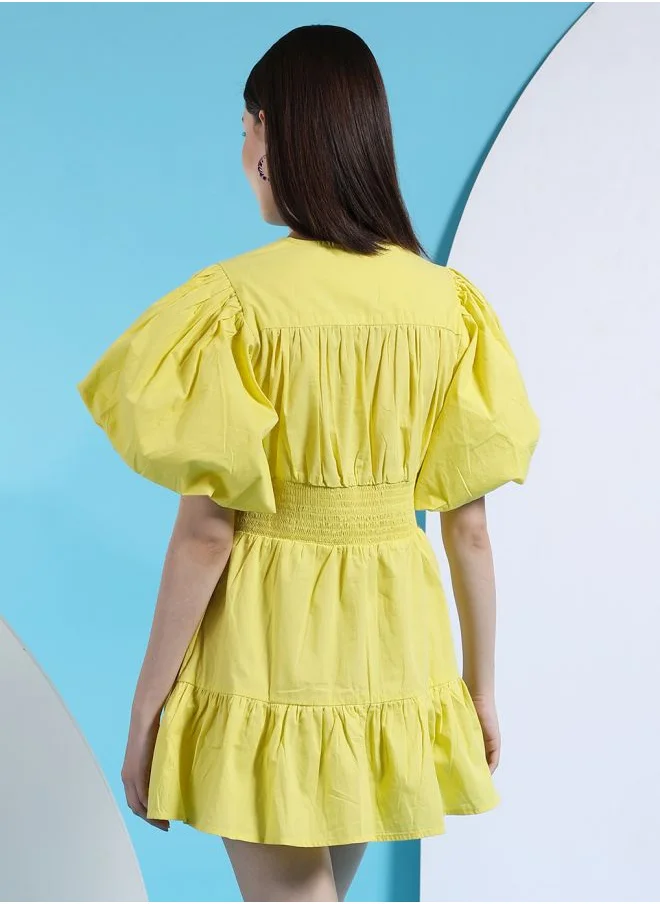 مرفوعة Women Fit and Flared Casual Solid A-Line Dress