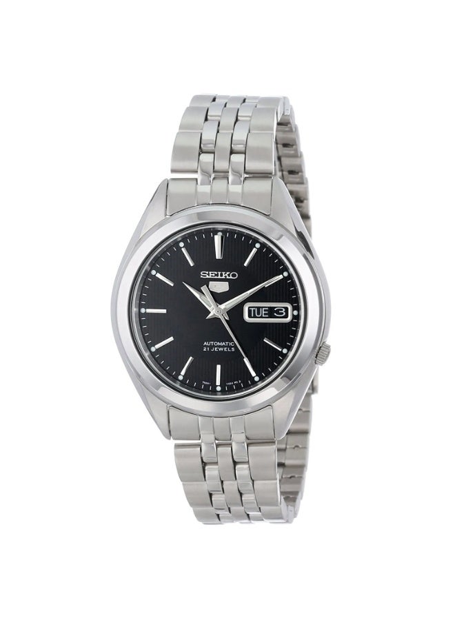 Seiko 5 SNKL23K1 Automatic Black Pinstripe Dial Stainless Steel Men's Watch - Image 1