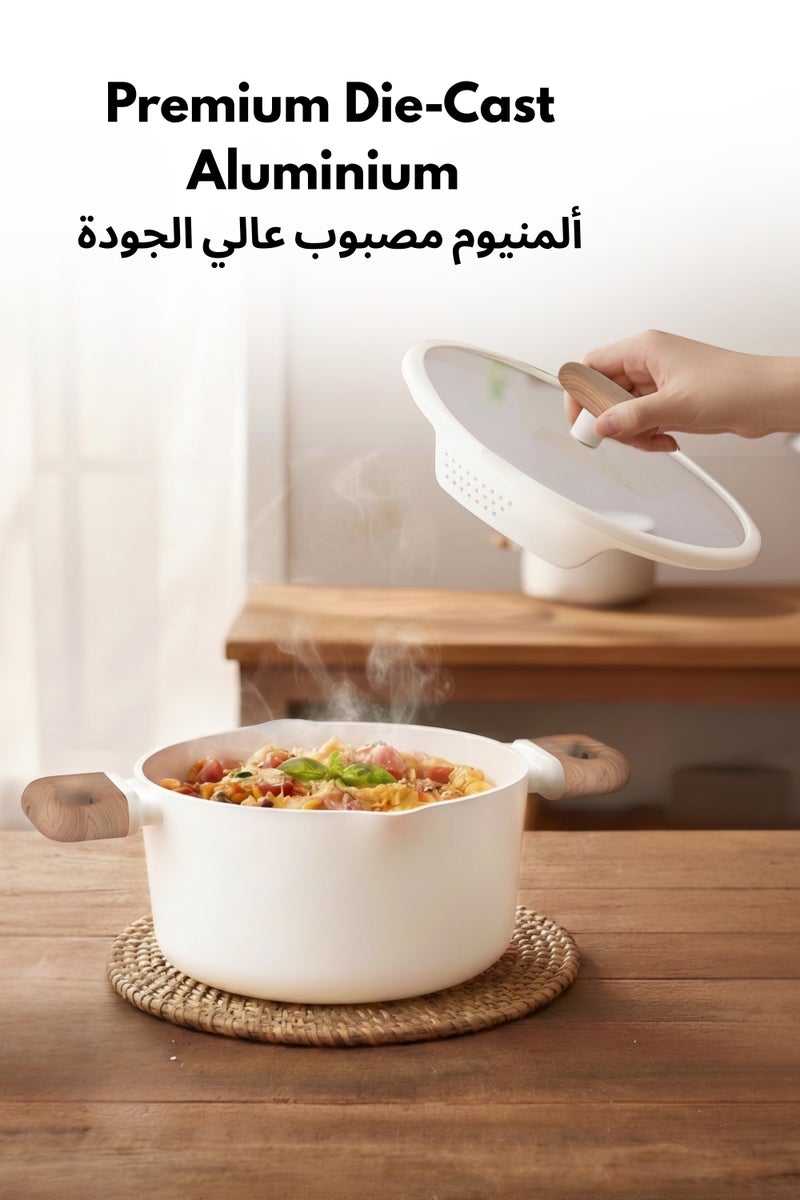 كاروت طقم أواني كاروت 11 قطعة سيراميك غير لاصق لطهي صحي خالٍ من PFAS، مزود بأغطية سيليكون بمصفاة مزدوجة وقاعدة توزيع حرارة متساوٍ، متوافق مع جميع المواقد وآمن لغسالة الصحون (كريمي) - Image 5