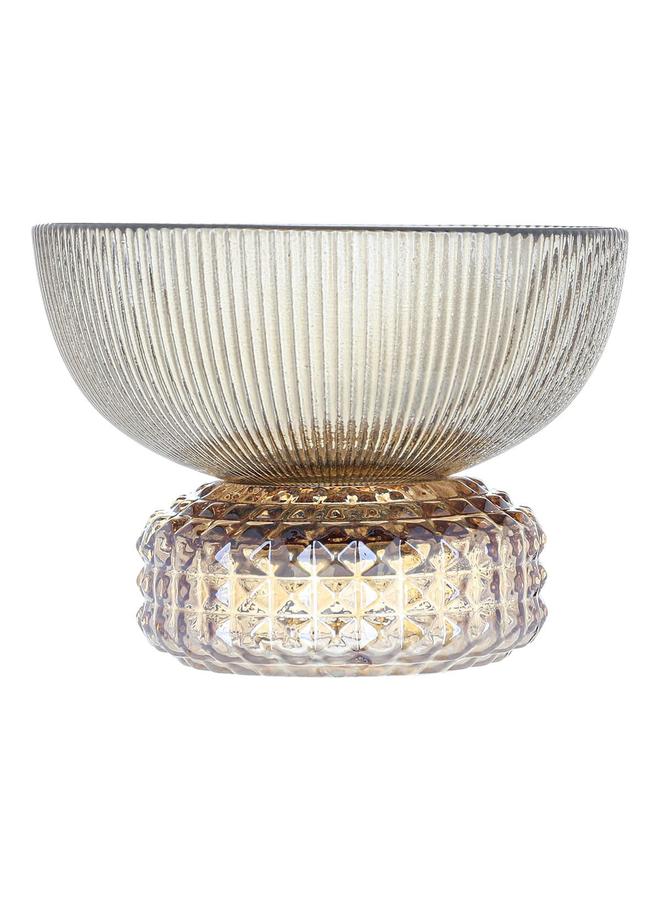 السيف غاليري حامل تقديم الحلوى زجاجي بني مع قاعدة رمادية - Image 1