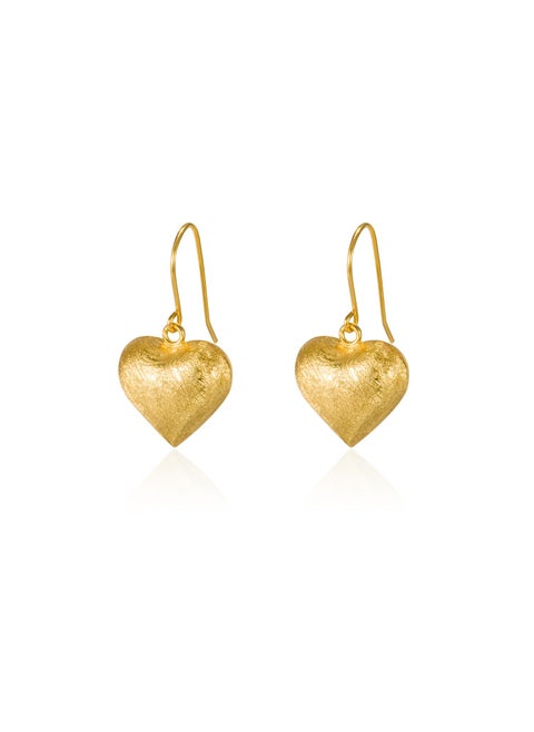 18K Gold Brushed Love Earrings For Women