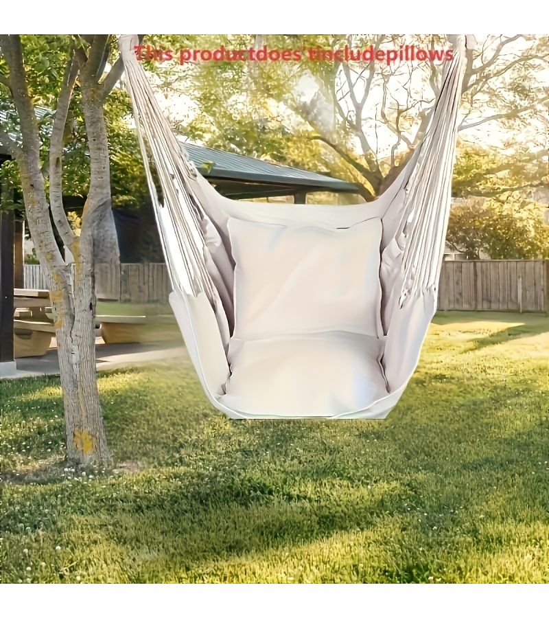 Grey Outdoor Hammock Swing Chair Hanging Bed Multifunctional Leisure for Camping Balcony Garden - Image 1
