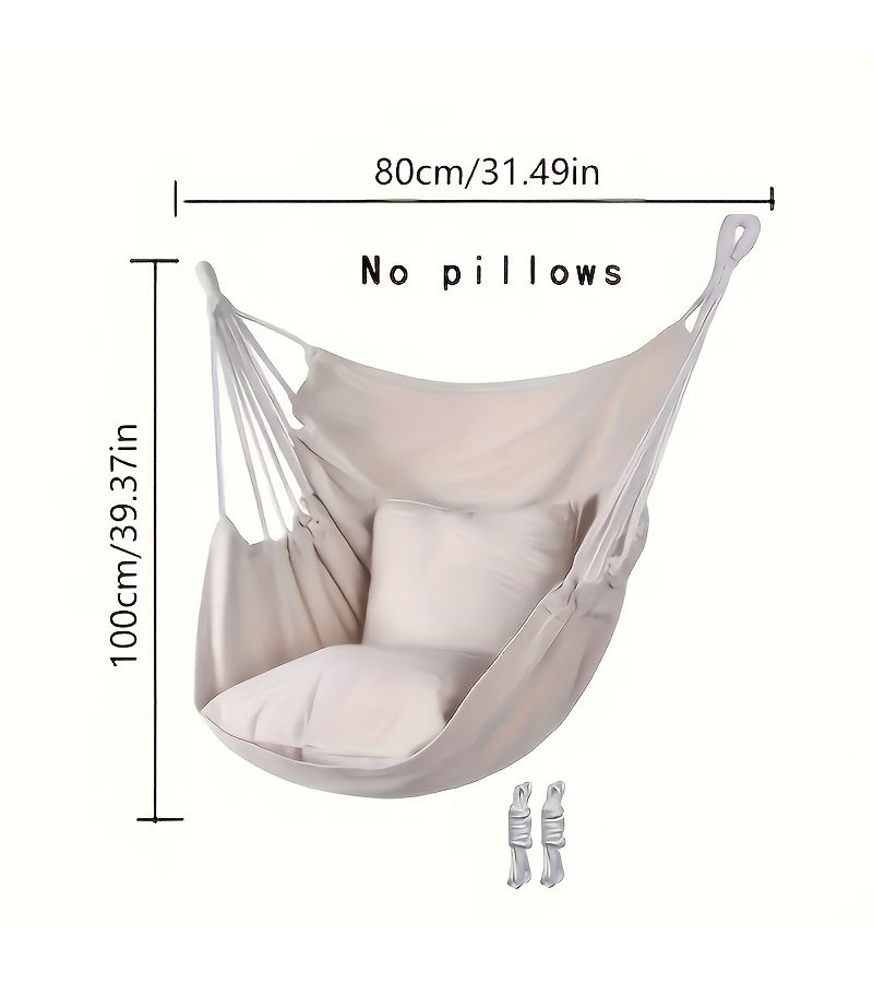 Grey Outdoor Hammock Swing Chair Hanging Bed Multifunctional Leisure for Camping Balcony Garden - Image 3