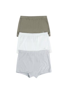 أنفي بيبي Organic Bamboo Girls Boxer Underwear Set Of 3- Olive/White/Grey  - Image 1