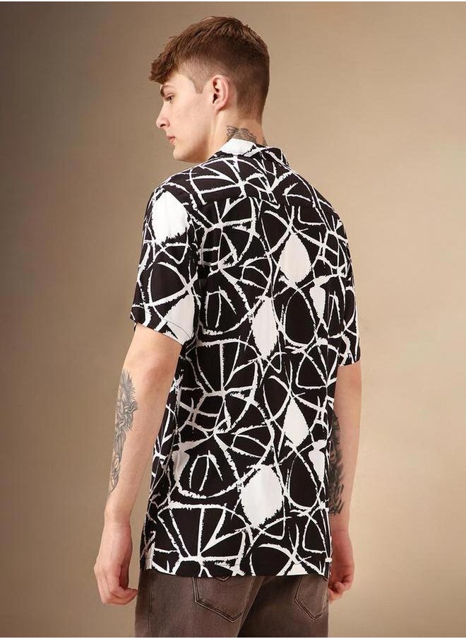 Dennis Lingo Abstract Print Cuban Collar Shirt by Styli  - Image 4