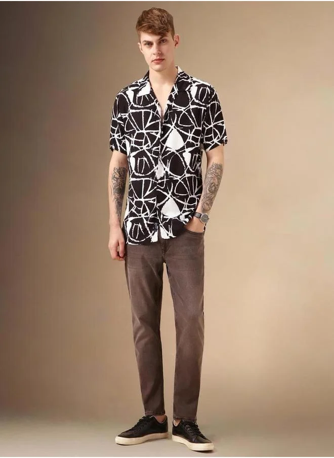 Dennis Lingo Abstract Print Cuban Collar Shirt by Styli