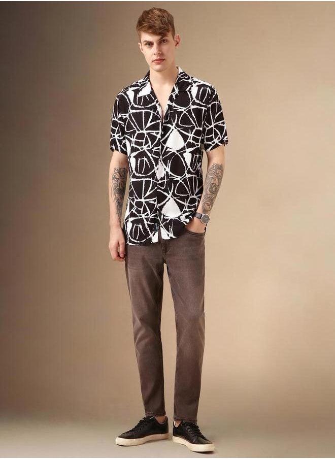 Dennis Lingo Abstract Print Cuban Collar Shirt by Styli  - Image 1