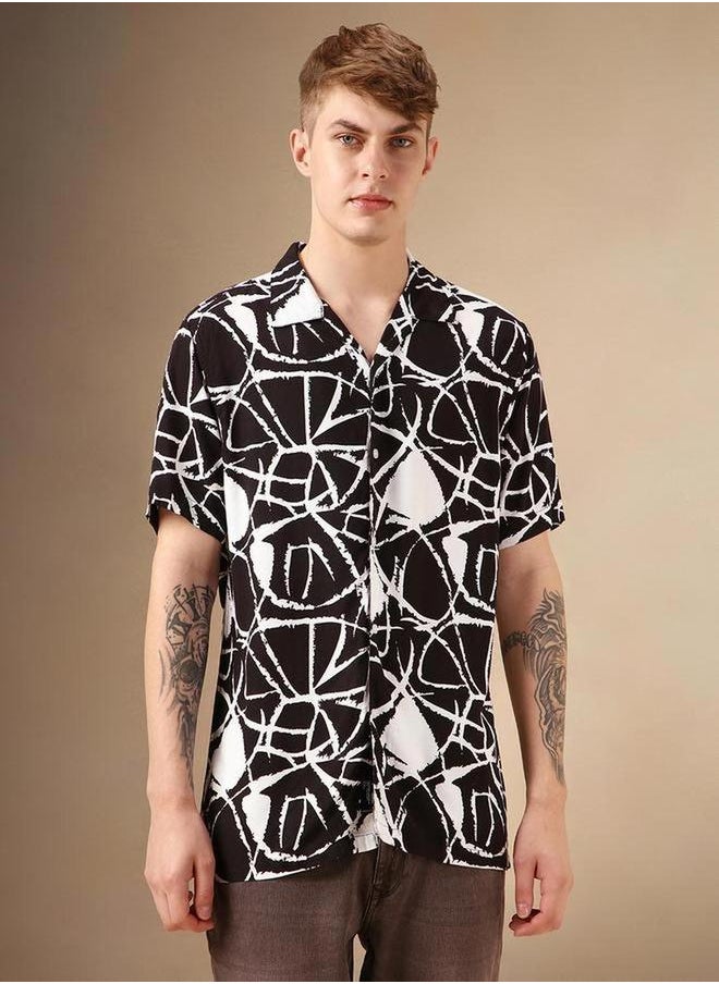 Dennis Lingo Abstract Print Cuban Collar Shirt by Styli  - Image 2