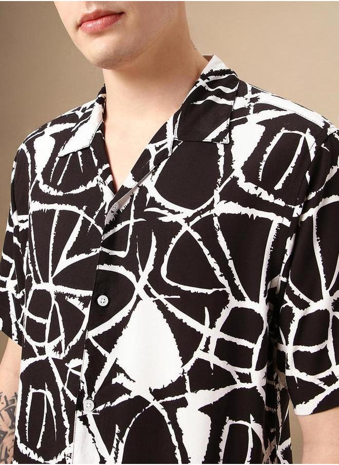 Dennis Lingo Abstract Print Cuban Collar Shirt by Styli  - Image 5