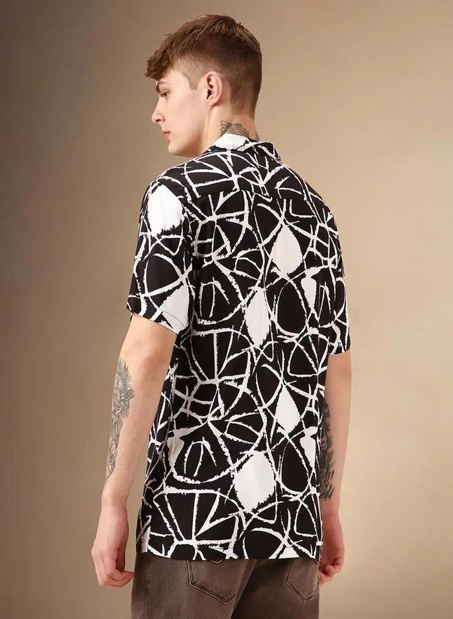 Dennis Lingo  Abstract Print Cuban Collar Shirt for Men | Best Price UAE