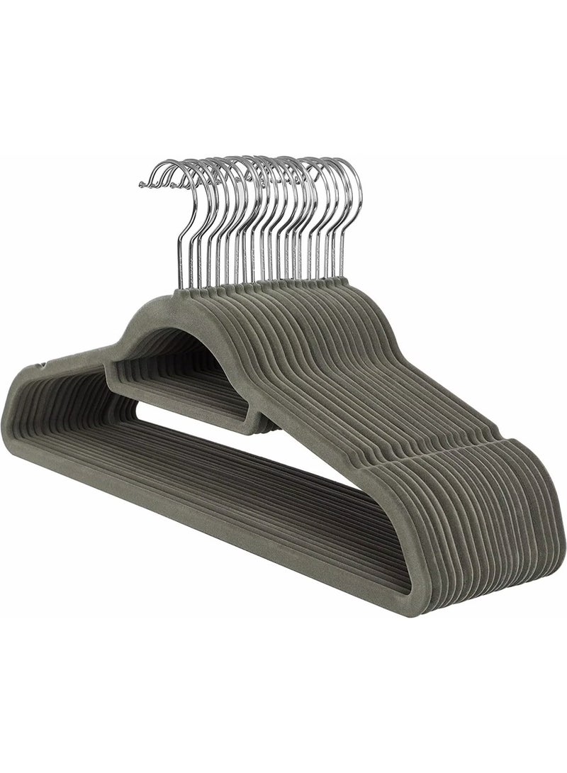 Happy Home Set of 20 Non-Slip Velvet Hangers - Durable Clothes Hangers with Soft Velvet Surface to Protect Clothes, 360 Degree Swivel Hook for Easy and Flexible Hanging - Hangers for Suits, Dresses, Shirts, and Pants - Elegant Gray Color for Closet Organization and Arrangement - Image 2