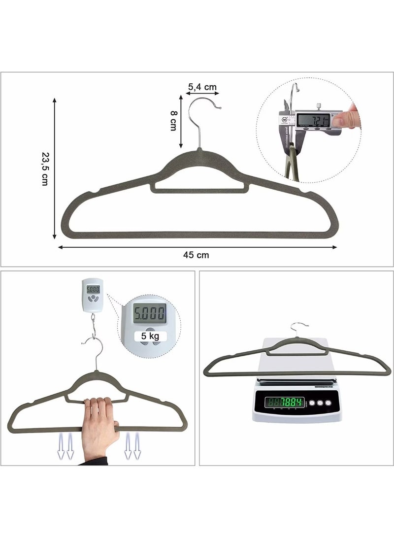 Happy Home Set of 20 Non-Slip Velvet Hangers - Durable Clothes Hangers with Soft Velvet Surface to Protect Clothes, 360 Degree Swivel Hook for Easy and Flexible Hanging - Hangers for Suits, Dresses, Shirts, and Pants - Elegant Gray Color for Closet Organization and Arrangement - Image 3
