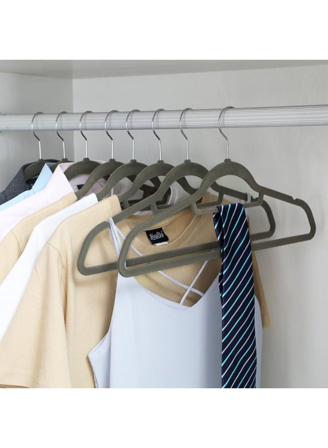 Happy Home Set of 20 Non-Slip Velvet Hangers - Durable Clothes Hangers with Soft Velvet Surface to Protect Clothes, 360 Degree Swivel Hook for Easy and Flexible Hanging - Hangers for Suits, Dresses, Shirts, and Pants - Elegant Gray Color for Closet Organization and Arrangement - Image 4