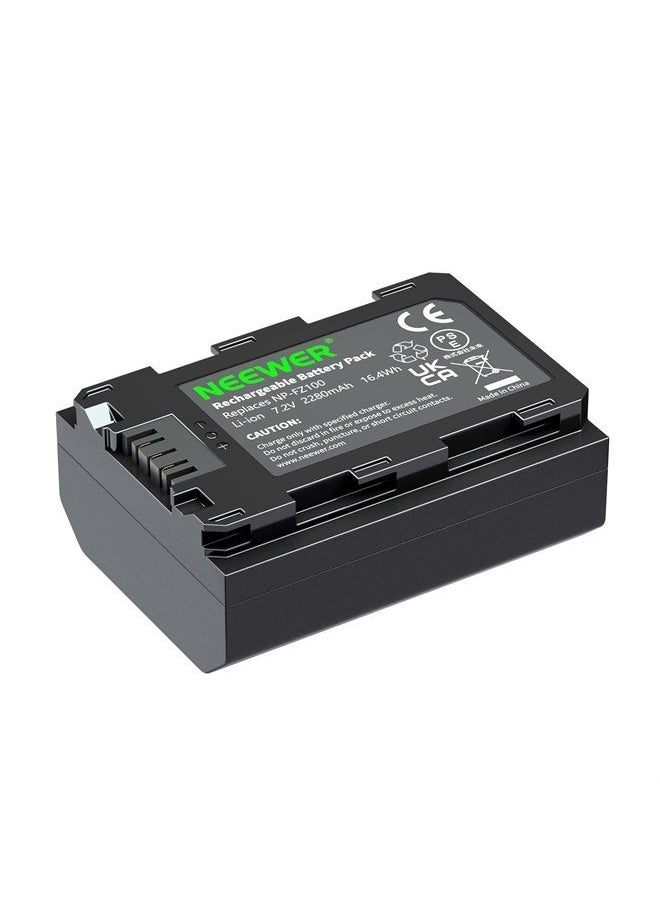 Neewer - Battery Pack Replacement for Sony NP-FZ100, Compatible with Sony ZV-E1, FX3, FX30, A1, A9 II, A9, A7R IV, A7R V, A7S III, A7 III, A7 IV, A6600, A7C Cameras, 2280mAh Rechargeable Li-ion Battery - Image 1