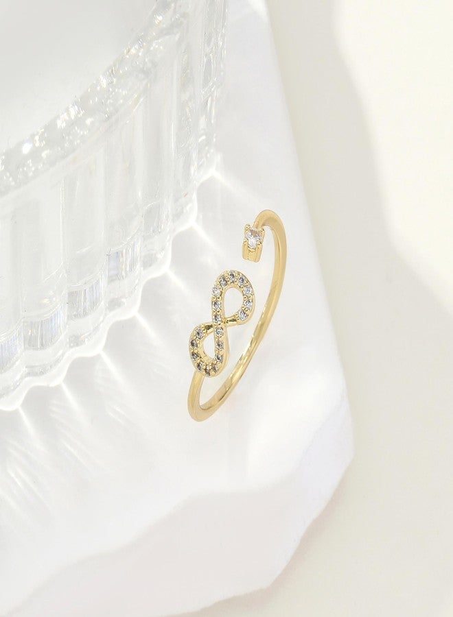 SALTY Anti Tarnish Beyond Infinity Gold Finger Ring for Women | Adjustable Fancy Jewellery Design | Latest Fashion Accessories for Girls | Minimal Jewelry | Marriage, Birthday | Gift for Valentine Day - Image 4