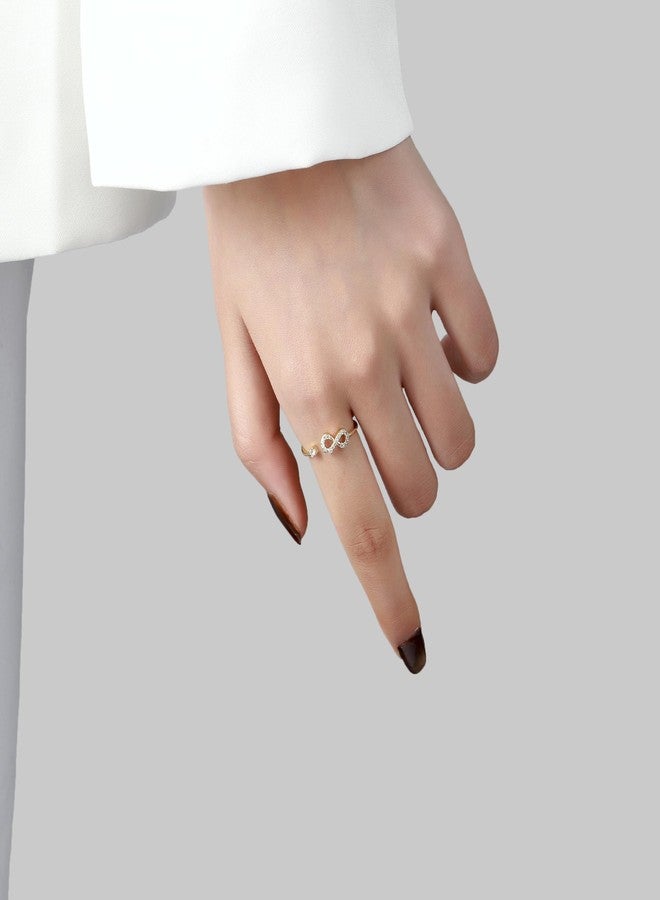 SALTY Anti Tarnish Beyond Infinity Gold Finger Ring for Women | Adjustable Fancy Jewellery Design | Latest Fashion Accessories for Girls | Minimal Jewelry | Marriage, Birthday | Gift for Valentine Day - Image 2