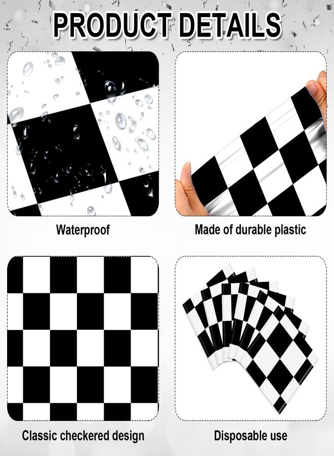 Hallswl 12pcs Black and White Checkered Table Runners,Waterproof Plaid Plastic Table Runner for Dining Table Kitchen Modern Home Decor Indoor Outdoor Party Decorations,14 x 108 Inch - Image 3