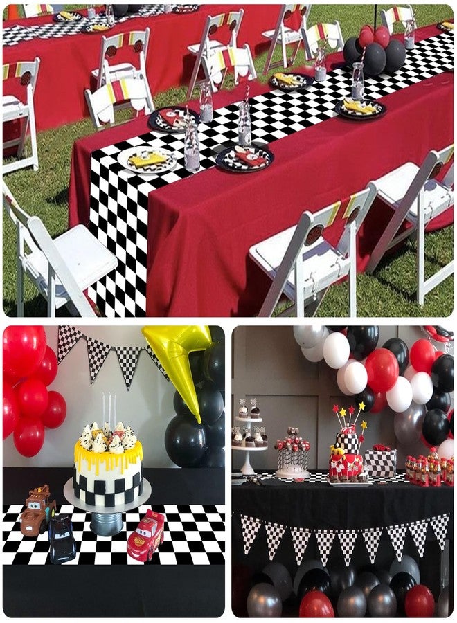 Hallswl 12pcs Black and White Checkered Table Runners,Waterproof Plaid Plastic Table Runner for Dining Table Kitchen Modern Home Decor Indoor Outdoor Party Decorations,14 x 108 Inch - Image 5