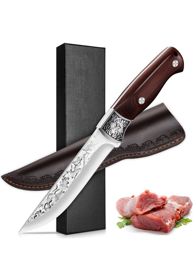 أوساويك سكين تشذيب اللحوم سكين تشذيب الشيف الاحترافي سكين شرائح اللحم سمك التانج الكامل مقبض الخشب سكين المطبخ، BBQ - Image 1