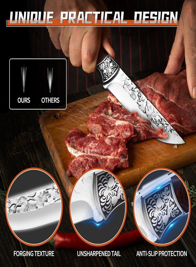 أوساويك سكين تشذيب اللحوم سكين تشذيب الشيف الاحترافي سكين شرائح اللحم سمك التانج الكامل مقبض الخشب سكين المطبخ، BBQ - Image 2