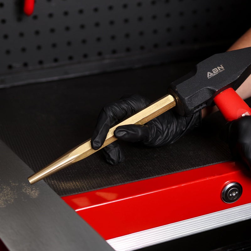 ABN Brass Punch Set - 2 Piece Brass Drift Pin Punch Set - Mechanic’s Non-Marring Chisel Punches for Vehicles - Image 4